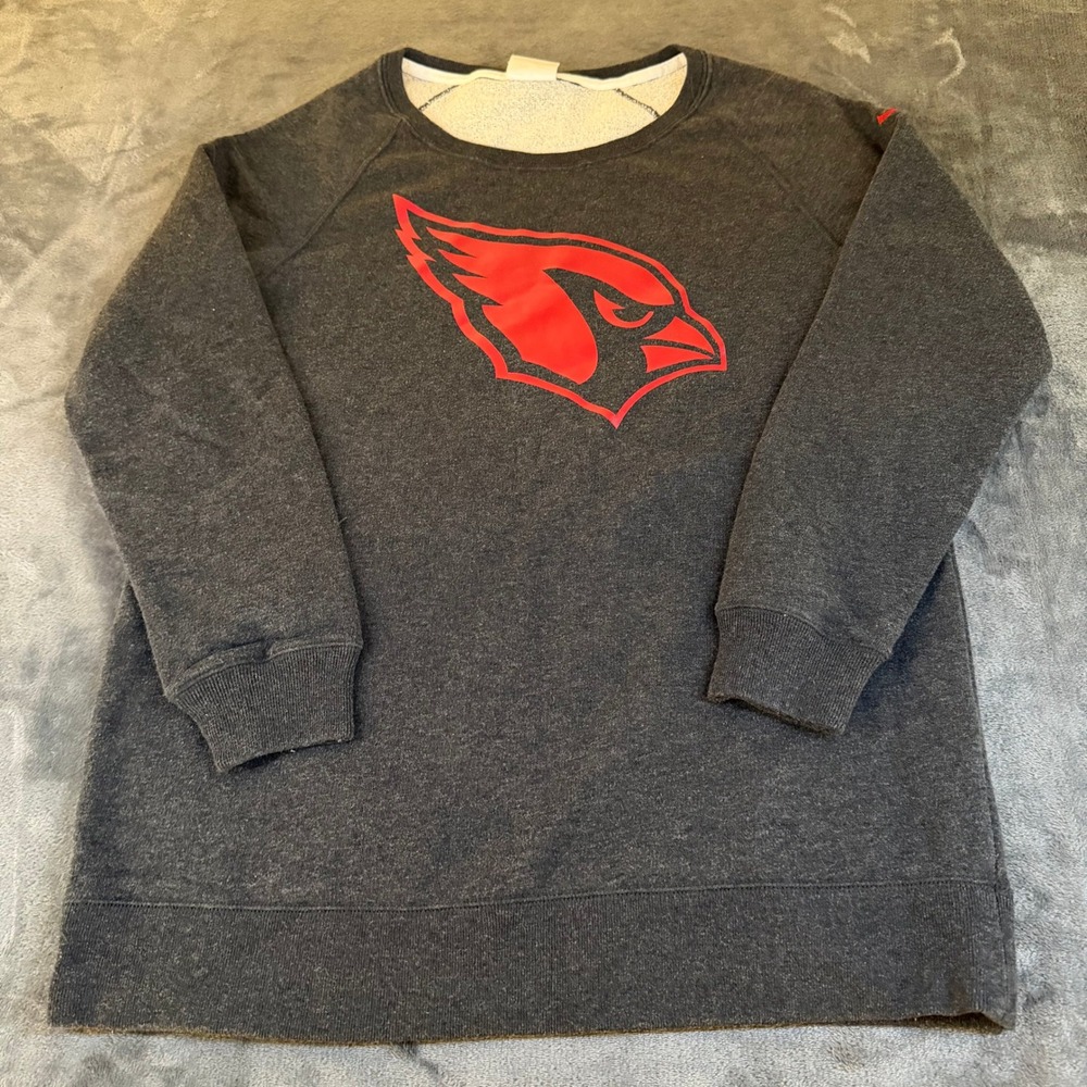 Nike NFL Arizona Cardinals Sweatshirt Pullover Gray Red Logo Mens Size Small